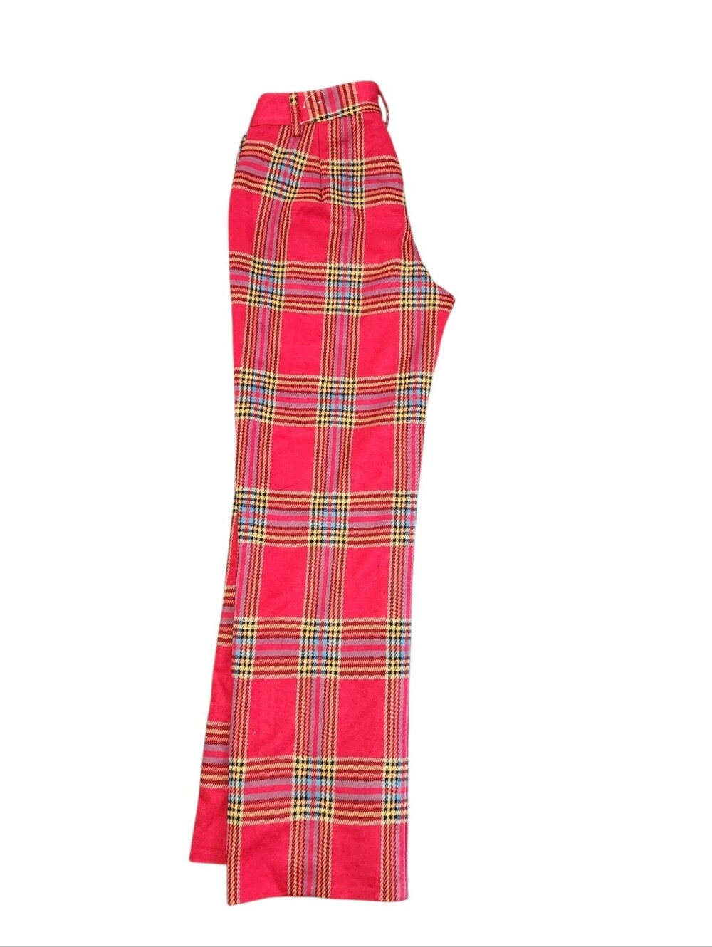 J.McLaughlin Hattie Pants Women's Plaid Jacquard Red Black Yellow Size 6 - Picture 5 of 11